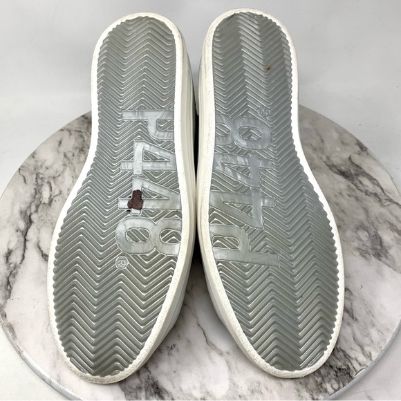 P448 John Black Floral Leather Low Top Sneakers 40/9-10 Casual Preppy Athleisure - Picture 8 of 16